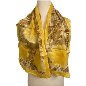 Vera Vintage Womens Yellow Silk Scarf
